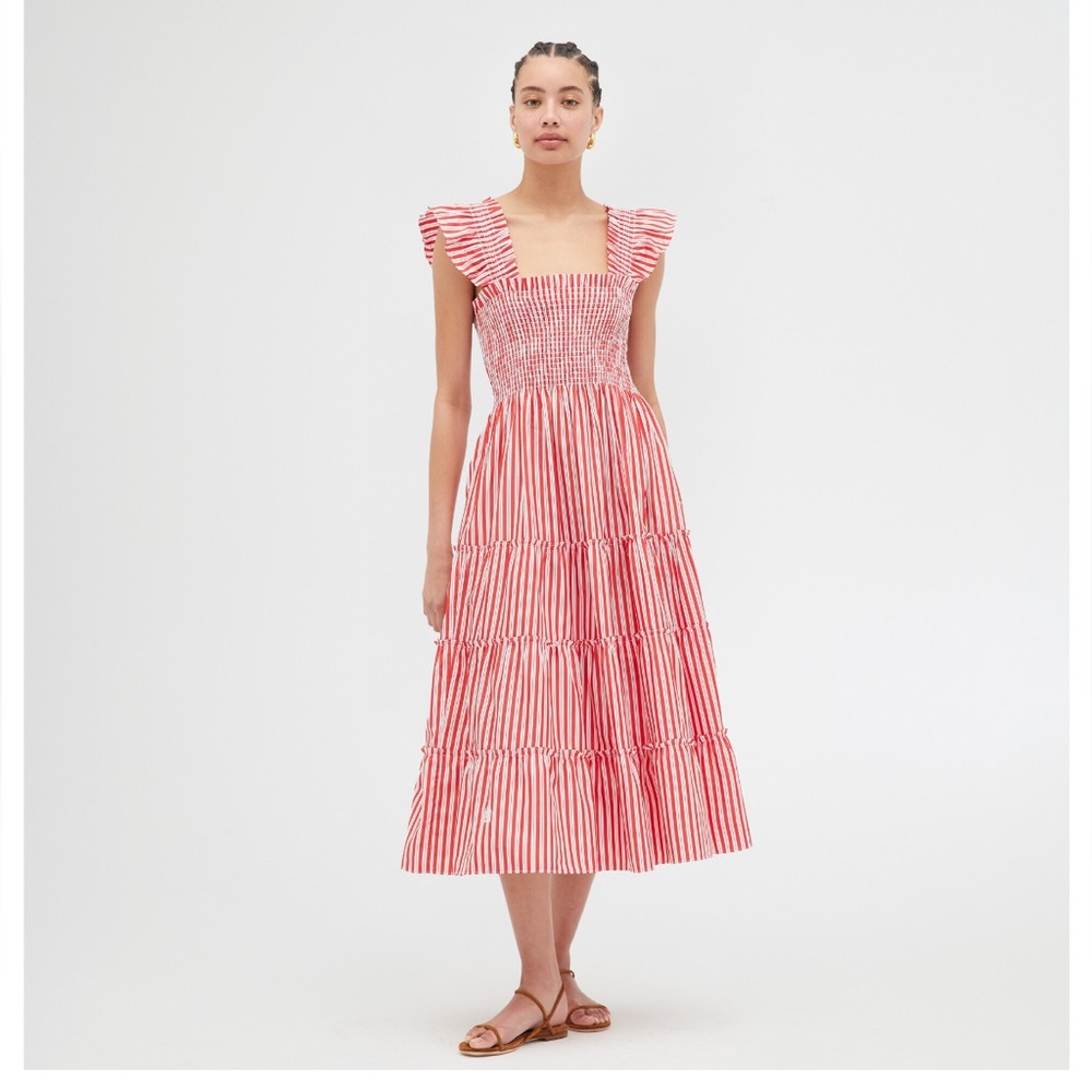 Hillhouse The Ellie Nap Dress - Cherry Stripe- S